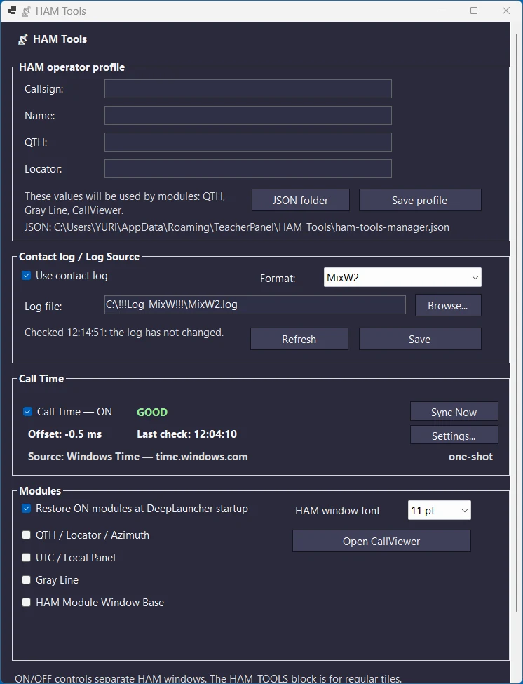 HAM Tools Manager